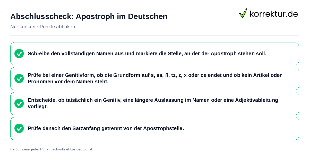 Abschlusscheck: Apostroph im Deutschen Konkreter Abschlusscheck zu Apostroph im Deutschen