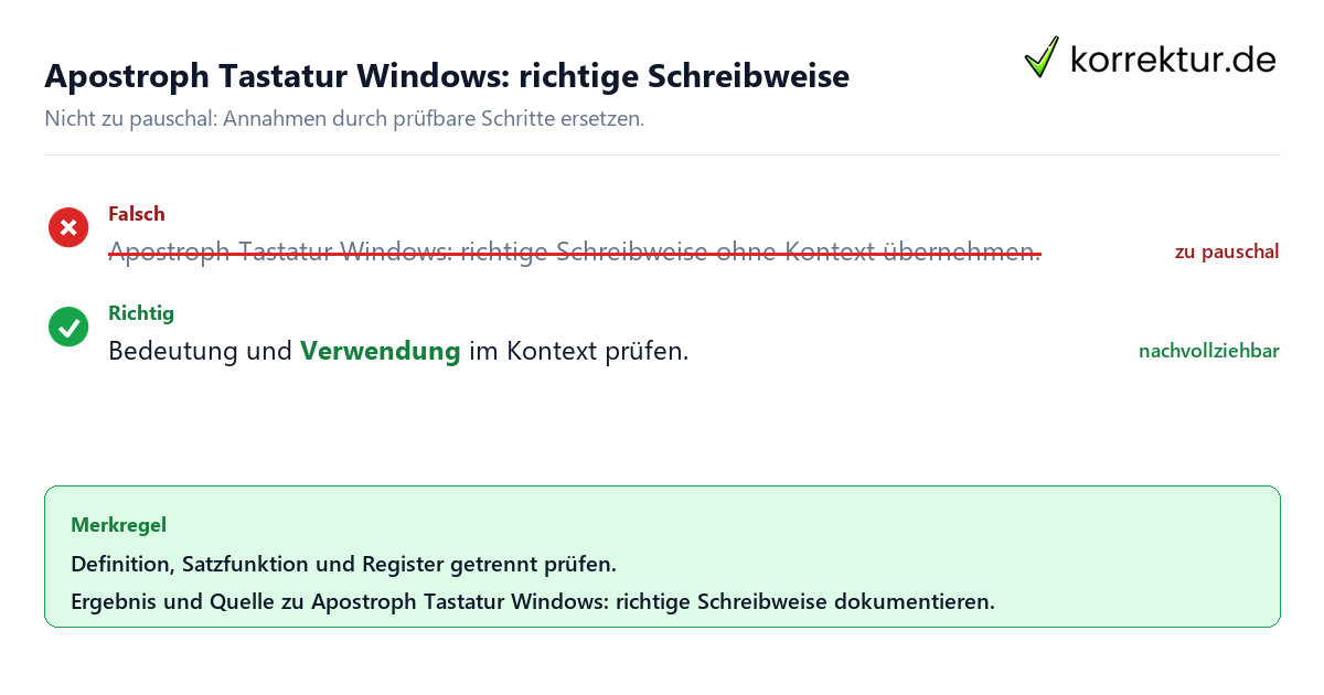 Apostroph Tastatur Windows: richtige Schreibweise Ungeeignete und belastbare Vorgehensweise bei Apostroph Tastatur Windows: richtige Schreibweise