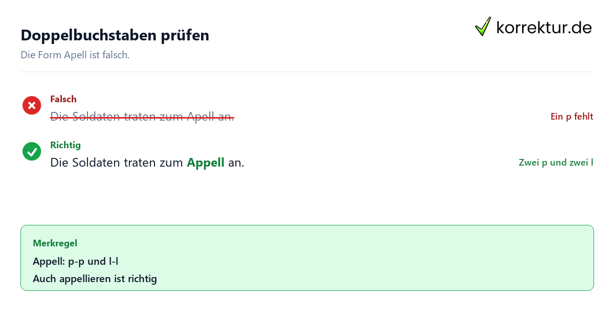 Appell oder Apell: Welche Schreibweise stimmt? Korrekturbeispiel