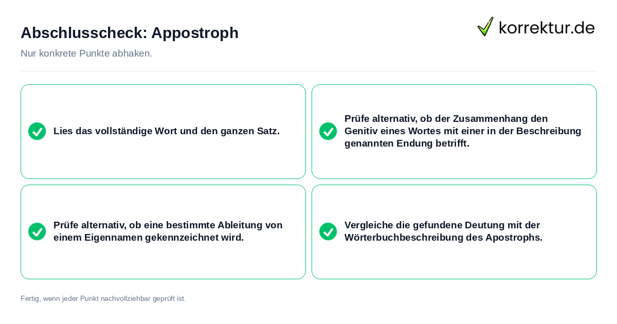 Konkreter Abschlusscheck zu Appostroph