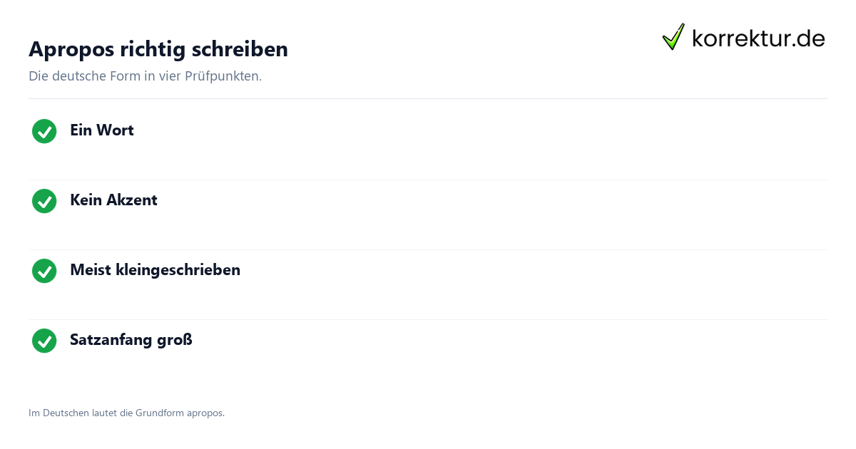 Apropos richtig schreiben Apropos oder a propos prüfen