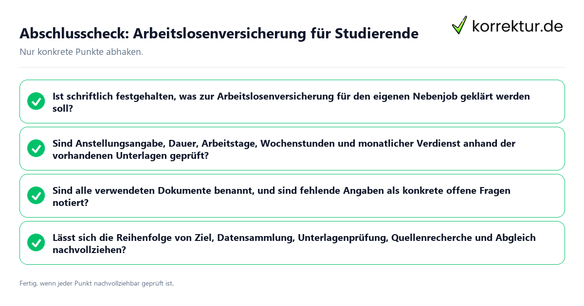 Abschlusscheck: Arbeitslosenversicherung für Studierende Konkreter Abschlusscheck zu Arbeitslosenversicherung für Studierende