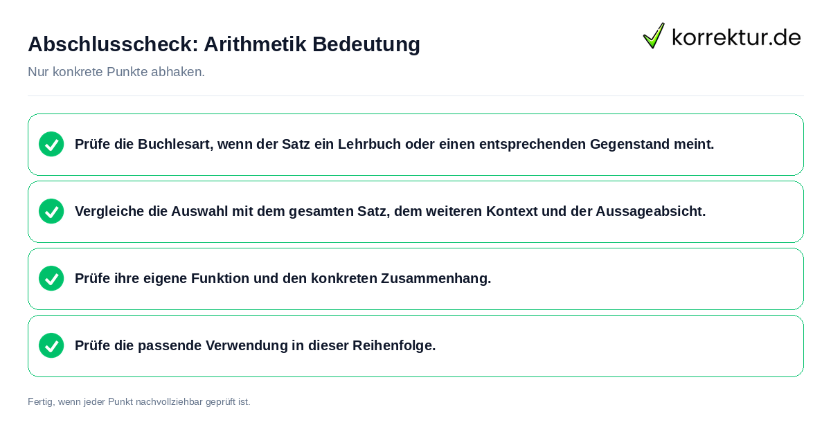 Konkreter Abschlusscheck zu Arithmetik Bedeutung