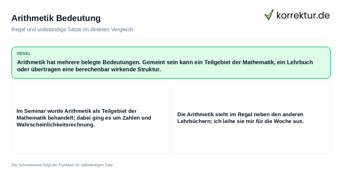 Konkrete Regel und vollständige Beispielsätze zu Arithmetik Bedeutung