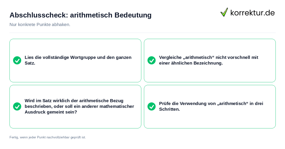 Konkreter Abschlusscheck zu arithmetisch Bedeutung