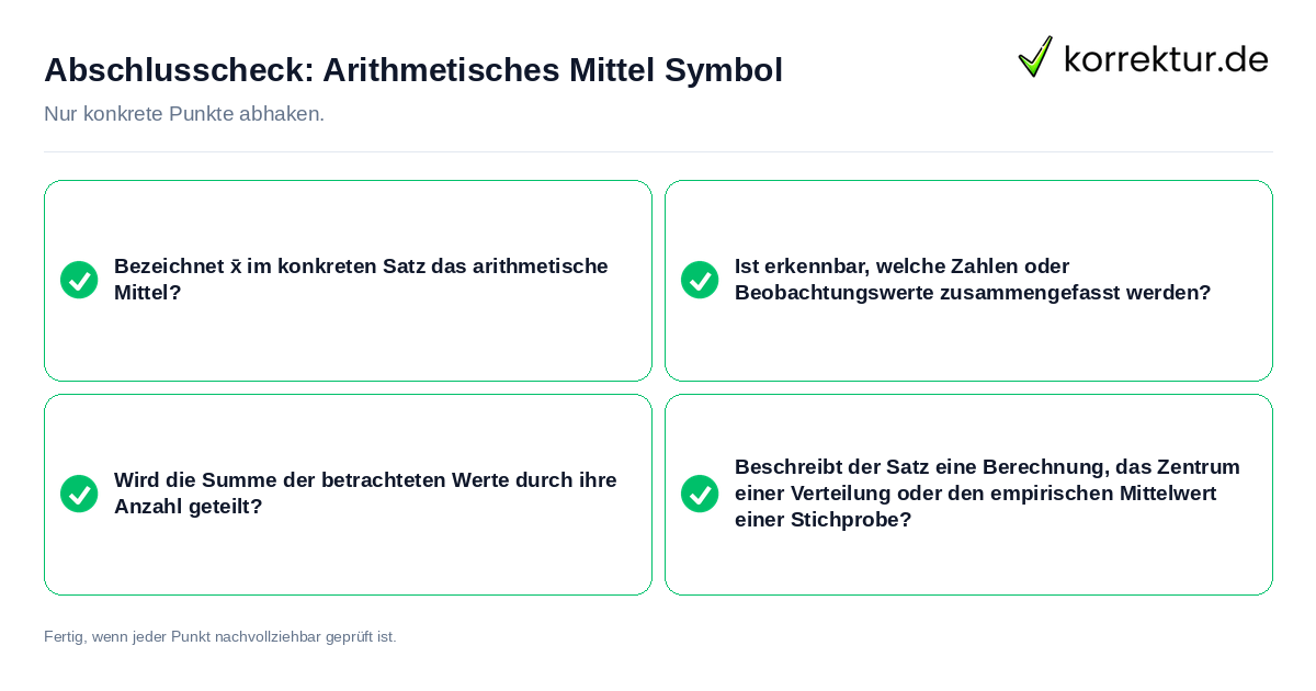 Konkreter Abschlusscheck zu Arithmetisches Mittel Symbol