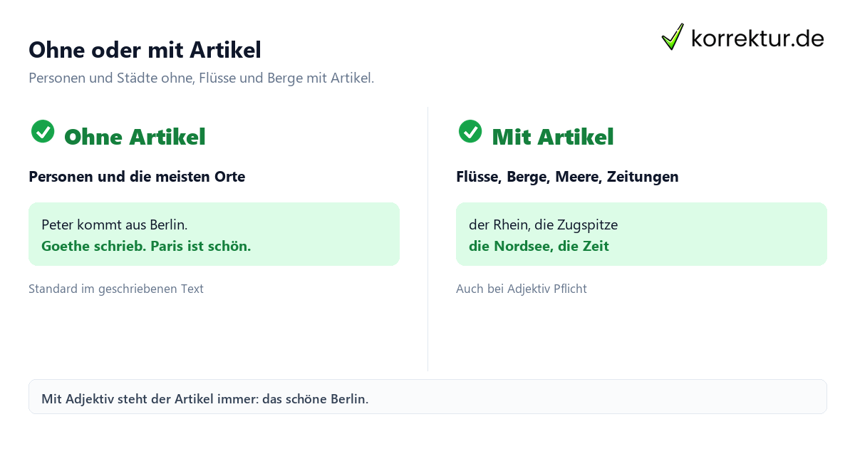 Artikel bei Eigennamen Artikel bei Eigennamen