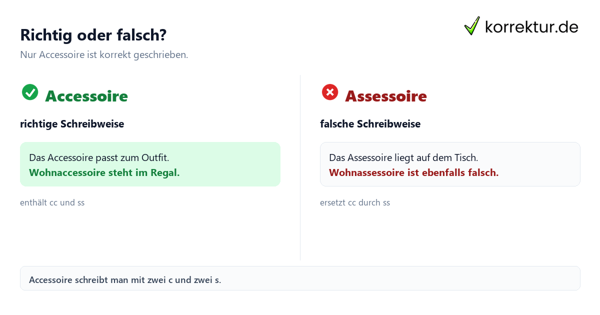 Richtig oder falsch? Accessoire oder Assessoire: Welche Schreibweise stimmt? Vergleich