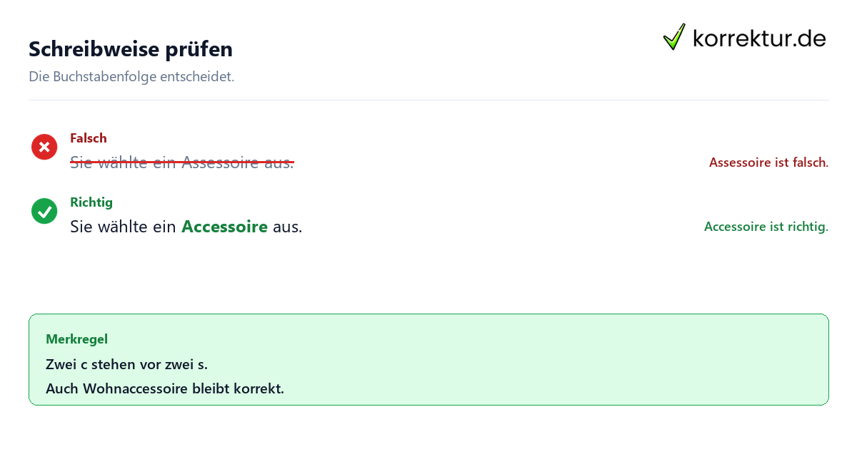 Accessoire oder Assessoire: richtige Schreibweise im Satz
