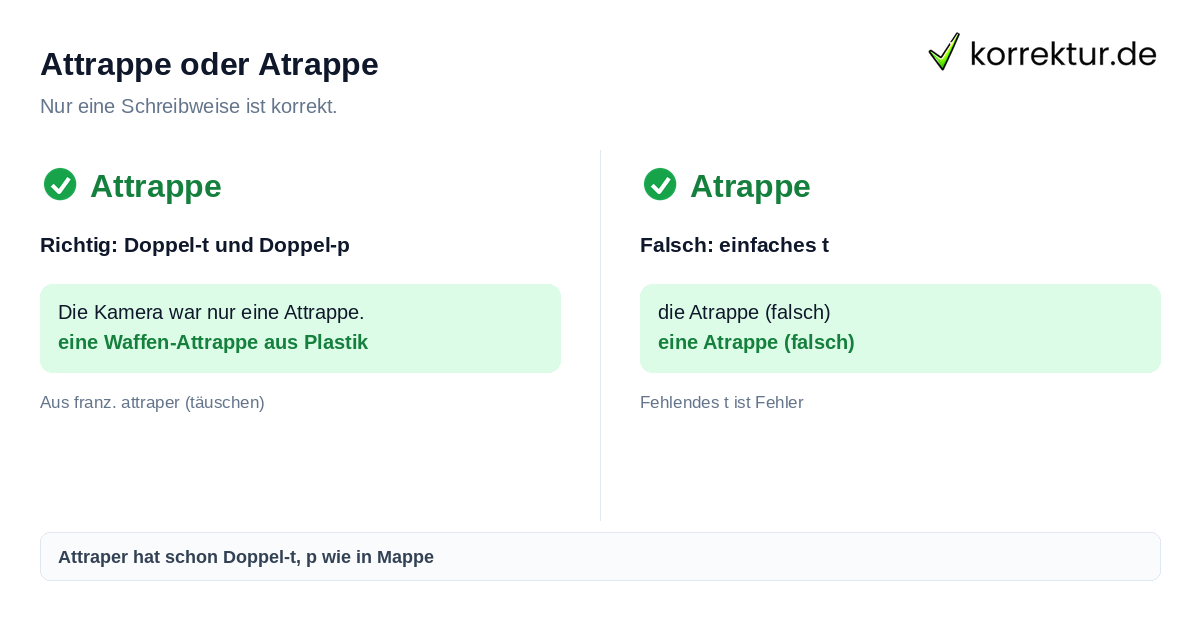 Attrappe oder Atrappe Attrappe oder Atrappe richtig schreiben im Vergleich