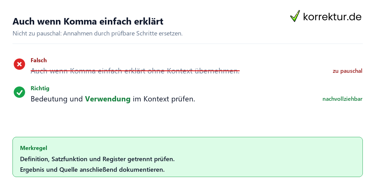 Auch wenn Komma einfach erklärt Ungeeignete und belastbare Vorgehensweise bei Auch wenn Komma einfach erklärt