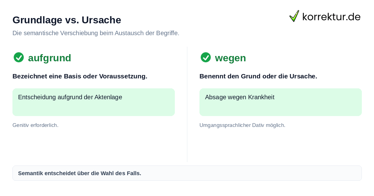 Grundlage vs. Ursache Unterschied zwischen aufgrund und wegen bei Synonymsuche