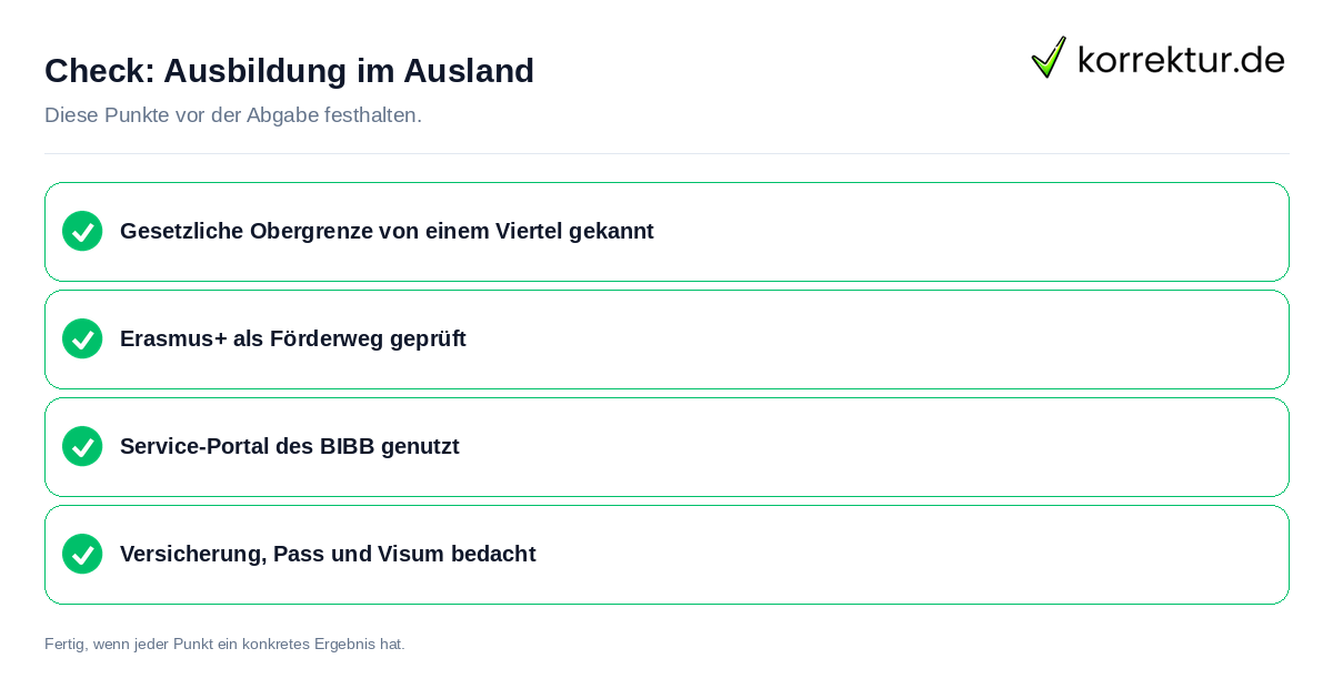Check: Ausbildung im Ausland Ausbildung im Ausland: Prüfliste mit vier Punkten