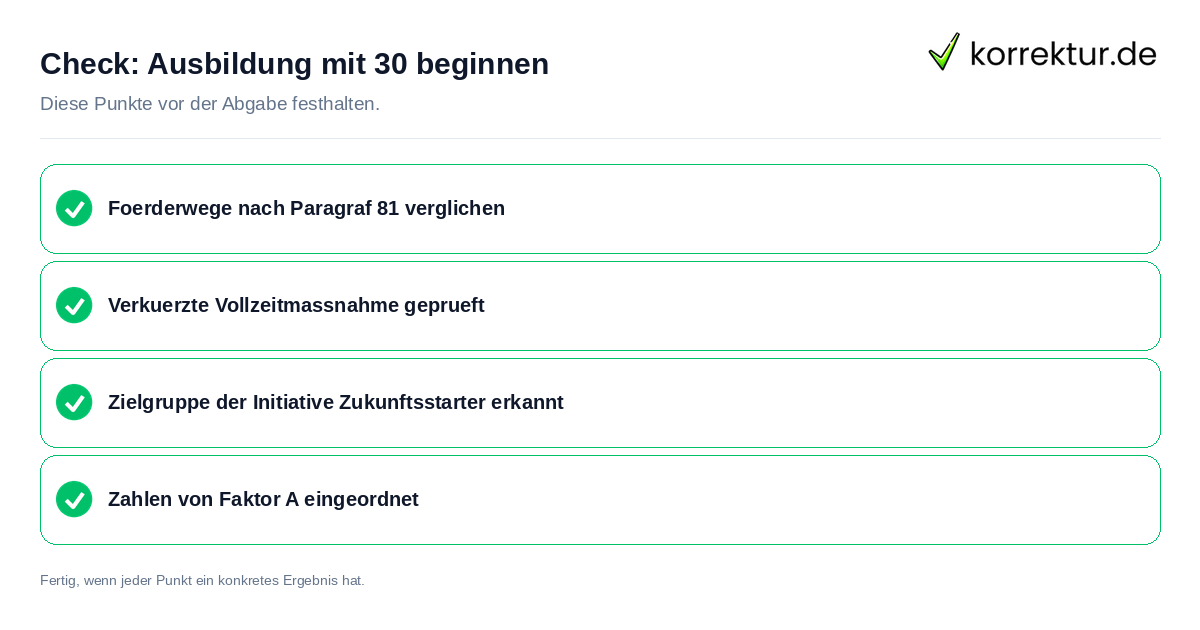 Ausbildung mit 30 beginnen: Prüfliste mit vier Punkten