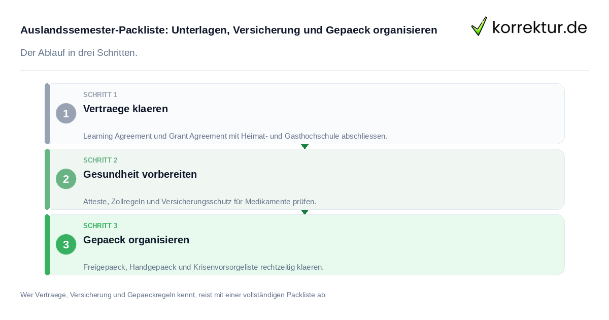 Auslandssemester-Packliste: Unterlagen, Versicherung und Gepäck organisieren: der Ablauf in drei