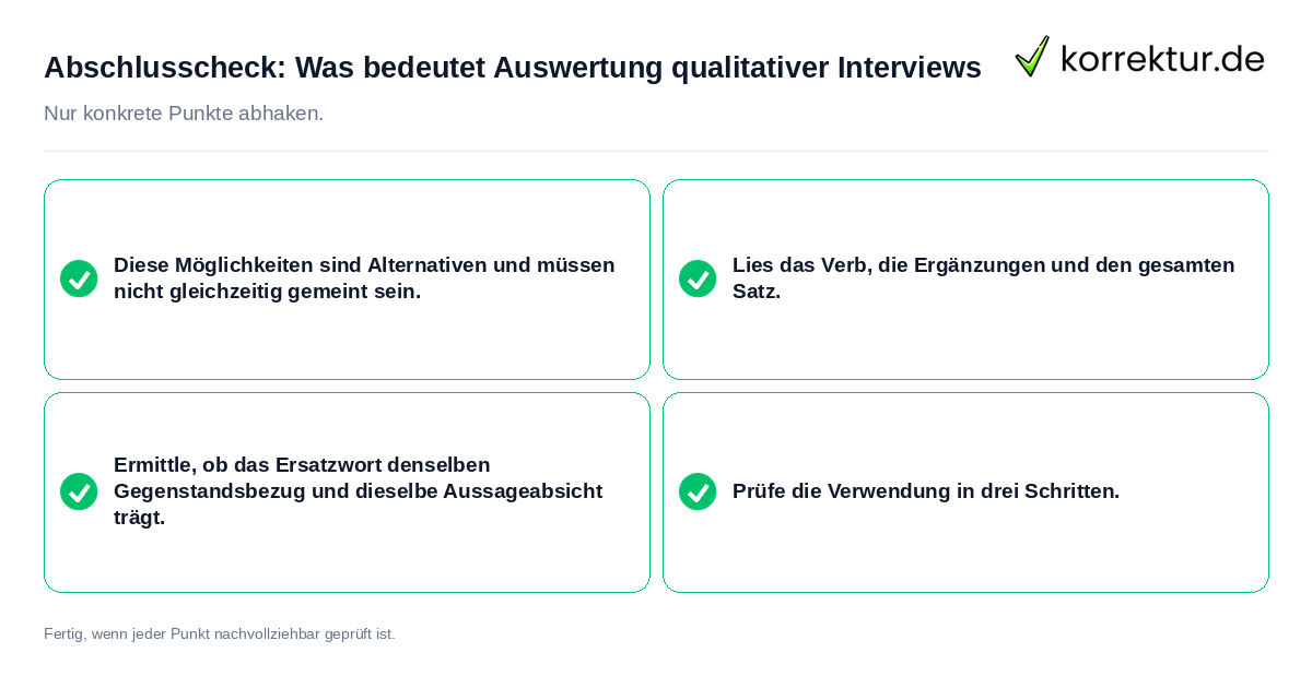 Abschlusscheck: Was bedeutet Auswertung qualitativer Interviews Konkreter Abschlusscheck zu Was bedeutet Auswertung qualitativer Interviews
