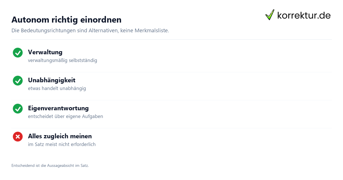 Was bedeutet „autonom“? Bedeutung und Verwendung: Lesarten prüfen