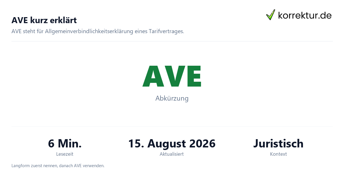 AVE kurz erklärt Was bedeutet AVE als Abkürzung, Infografik zur Bedeutung
