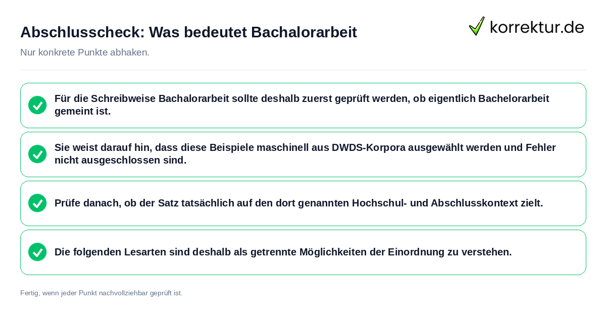 Konkreter Abschlusscheck zu Was bedeutet Bachalorarbeit