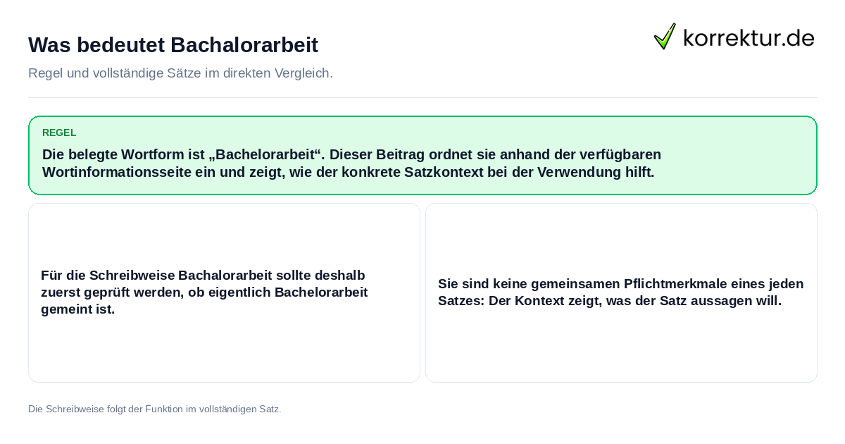 Konkrete Regel und vollständige Beispielsätze zu Was bedeutet Bachalorarbeit