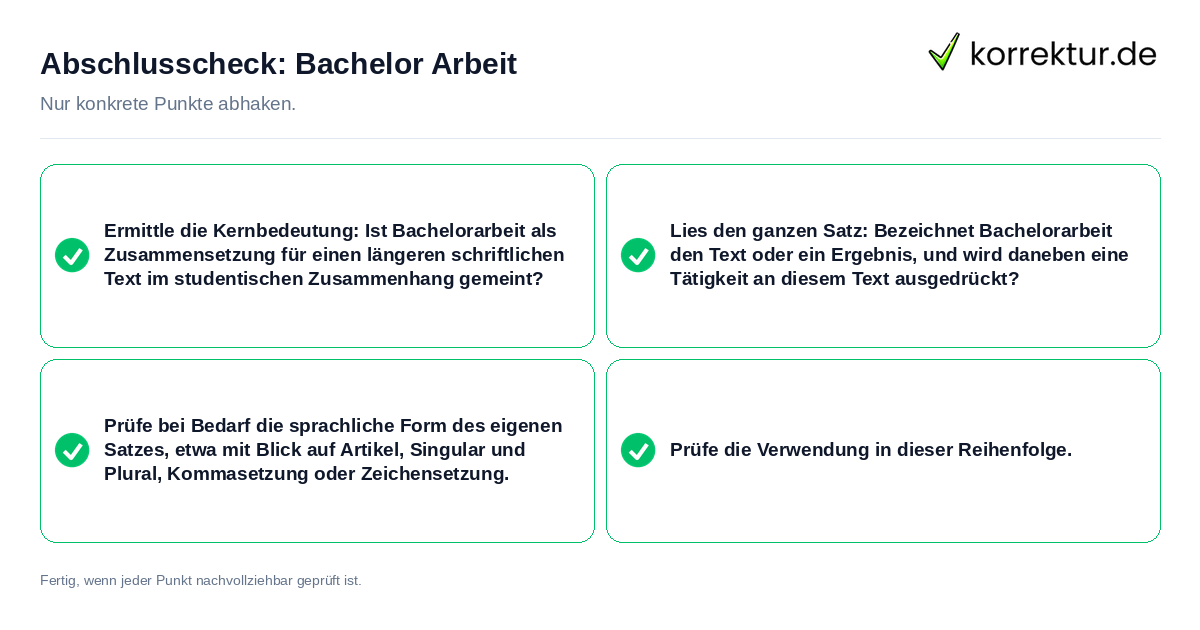 Konkreter Abschlusscheck zu Bachelor Arbeit
