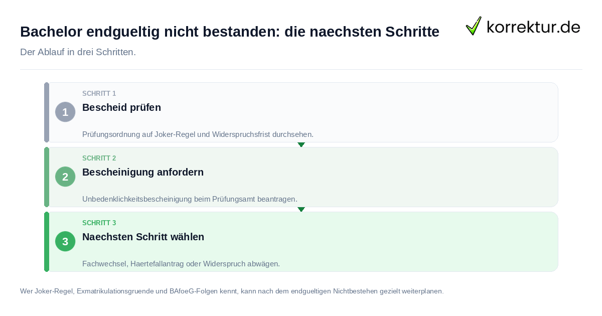 Bachelor endgültig nicht bestanden: die nächsten Schritte Bachelor endgültig nicht bestanden: die nächsten Schritte: der Ablauf in drei Schritten