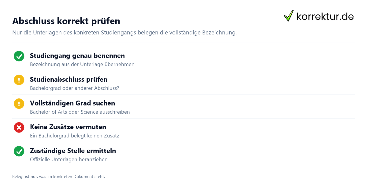 Bachelor of Arts oder Bachelor of Science richtig einordnen: Angaben prüfen
