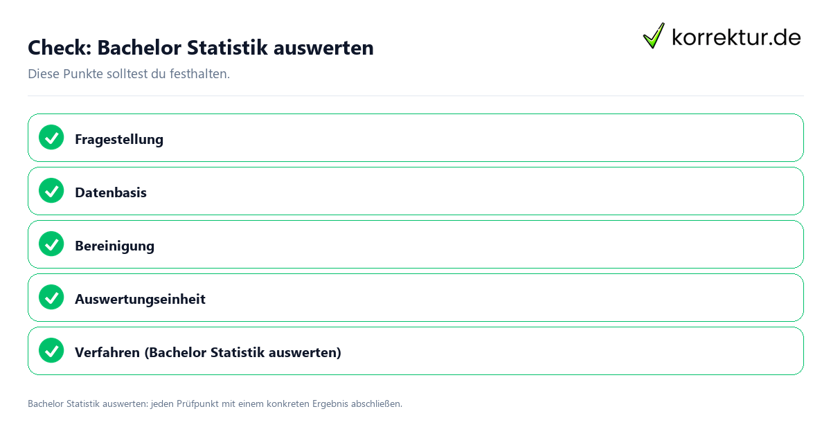 Check: Bachelor Statistik auswerten Bachelor Statistik auswerten mit einer themenspezifischen Checkliste