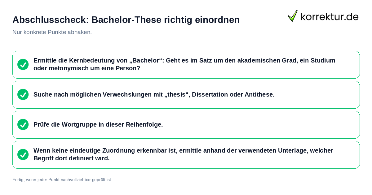 Konkreter Abschlusscheck zu Bachelor-These richtig einordnen