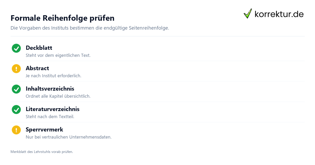 Bachelorarbeit Aufbau: formale Bestandteile prüfen