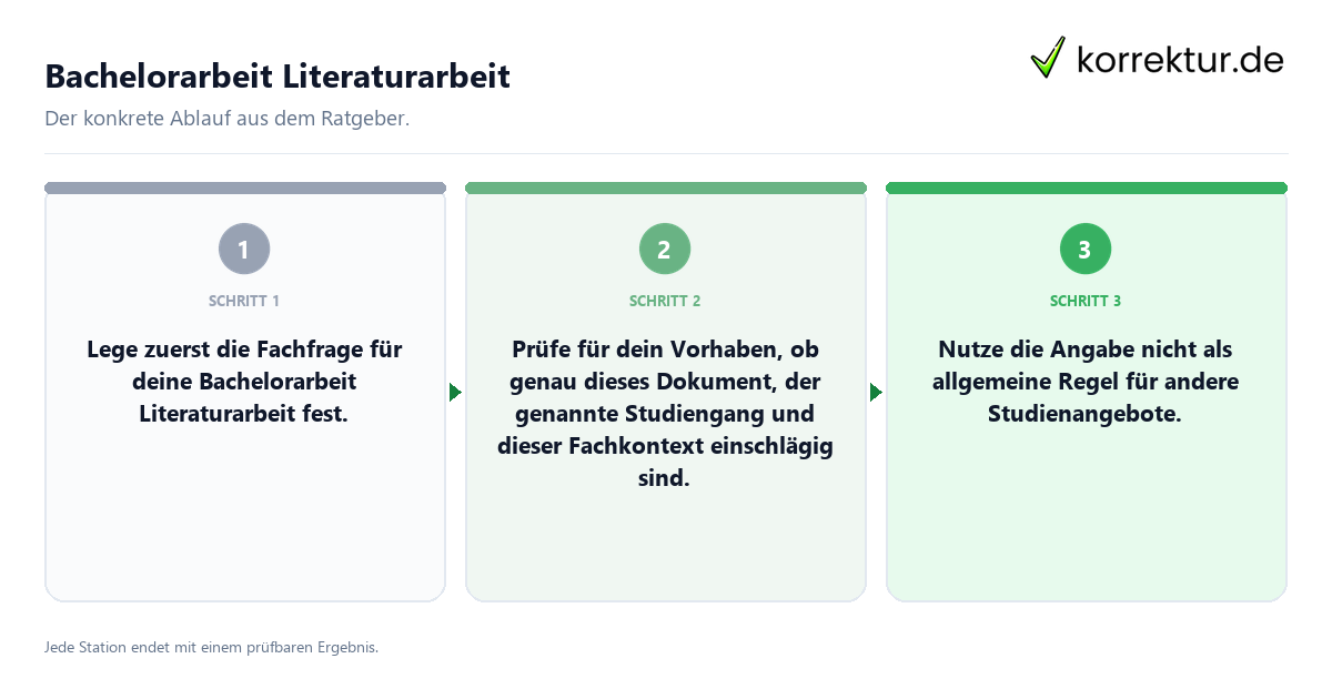 Konkrete Schritte zu Bachelorarbeit Literaturarbeit