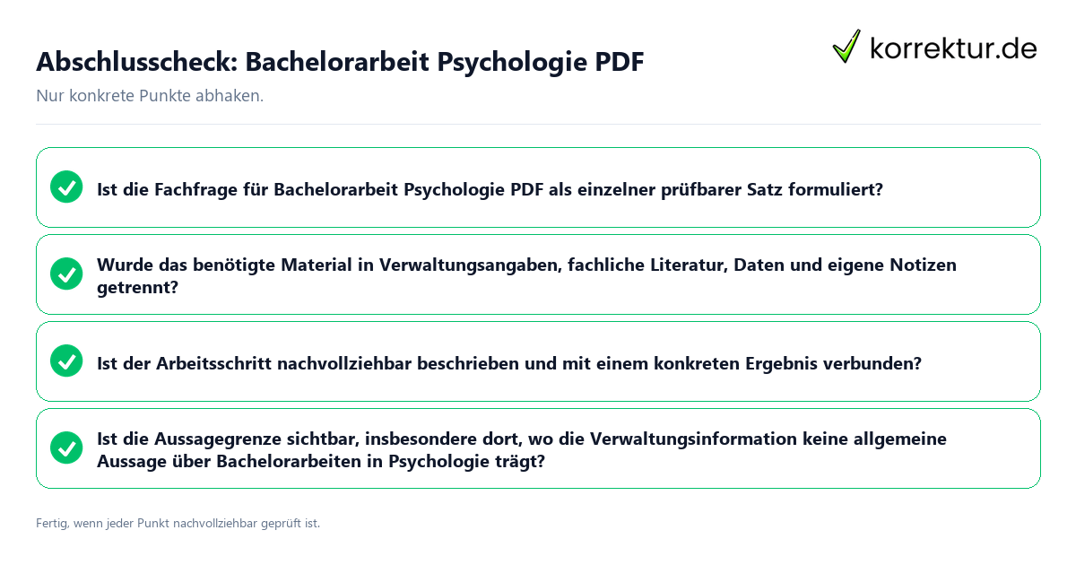 Konkreter Abschlusscheck zu Bachelorarbeit Psychologie PDF