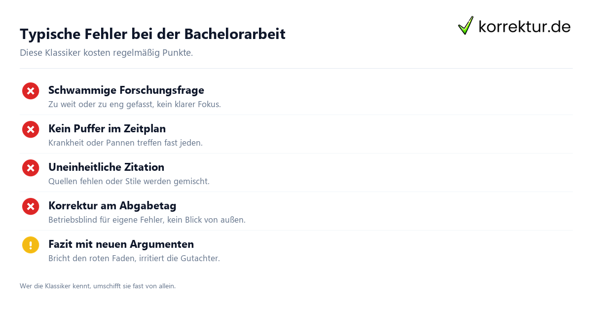 Bachelorarbeit Tipps: typische Fehler vermeiden Checkliste