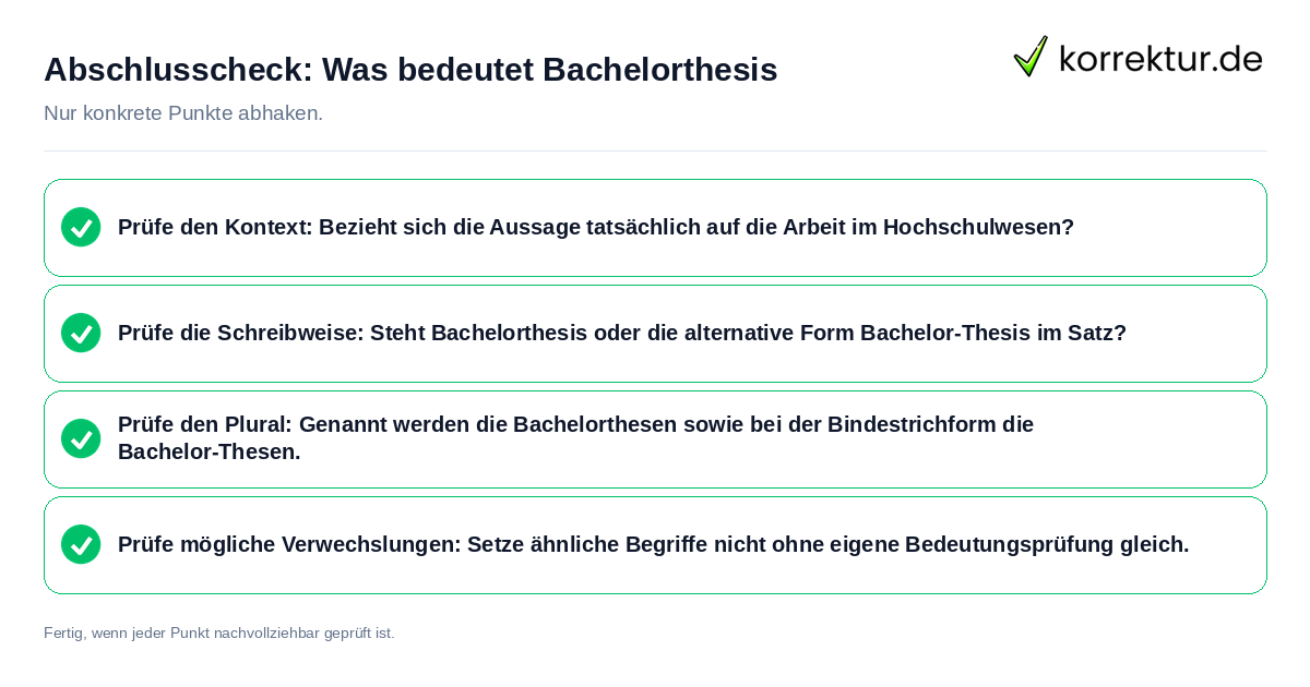 Konkreter Abschlusscheck zu Was bedeutet Bachelorthesis