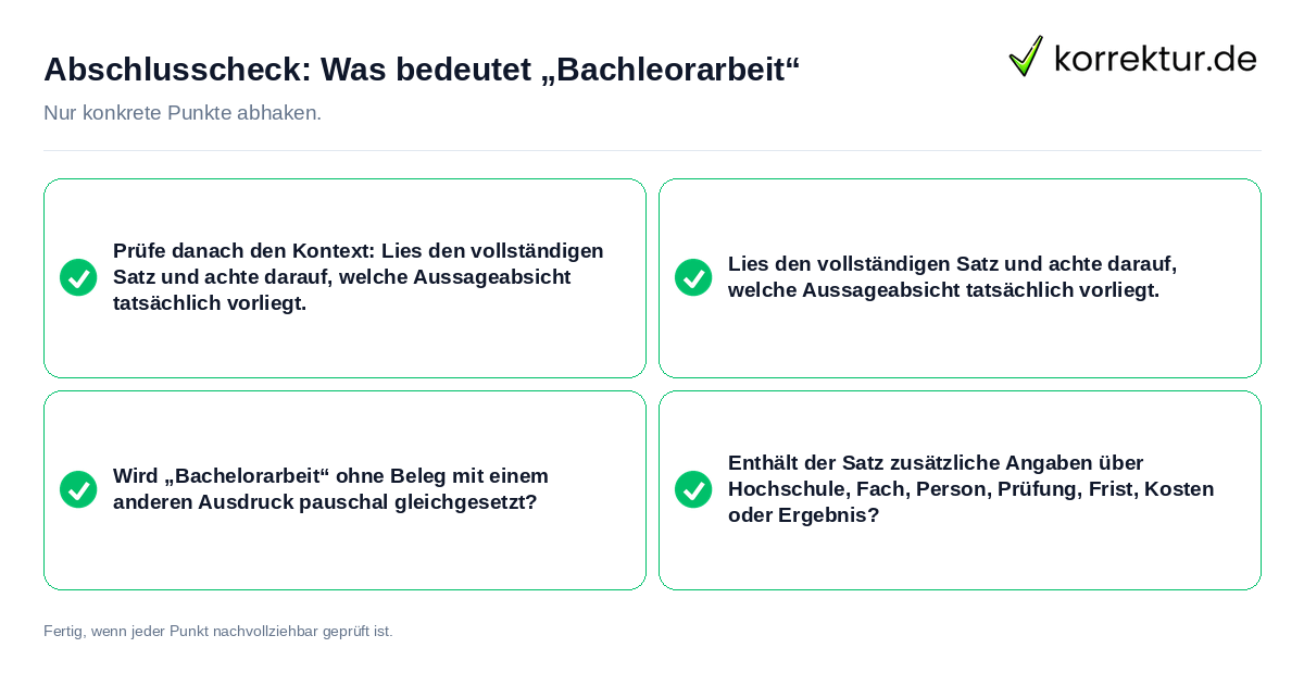 Konkreter Abschlusscheck zu Was bedeutet „Bachleorarbeit“