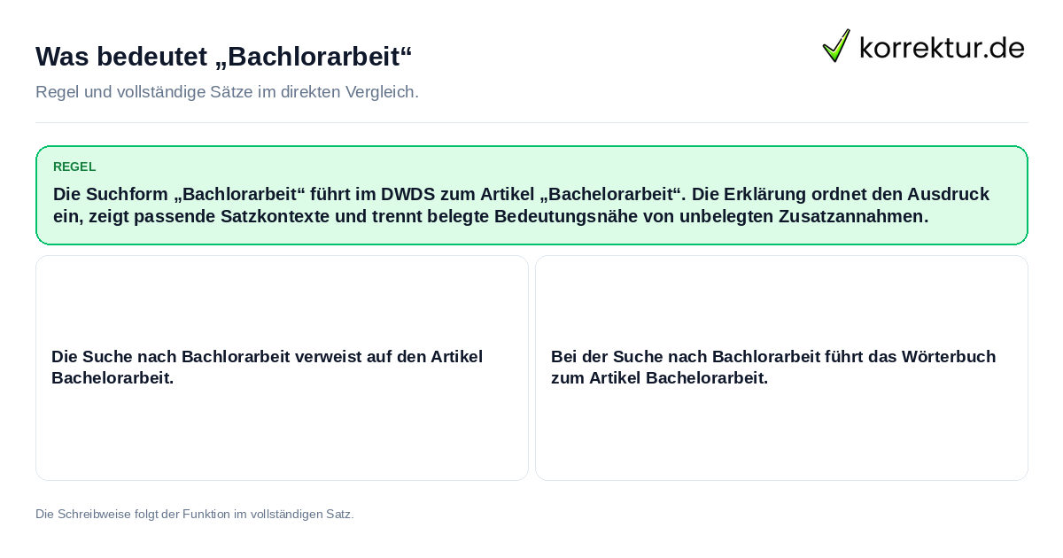 Was bedeutet „Bachlorarbeit“ Konkrete Regel und vollständige Beispielsätze zu Was bedeutet „Bachlorarbeit“