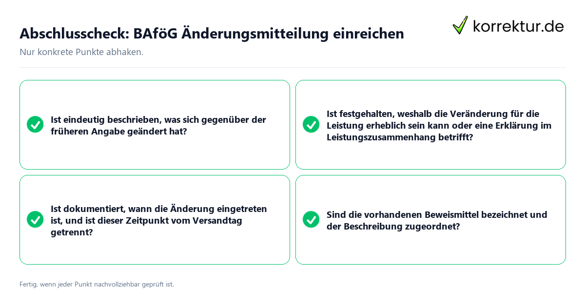 Abschlusscheck: BAföG Änderungsmitteilung einreichen Konkreter Abschlusscheck zu BAföG Änderungsmitteilung einreichen