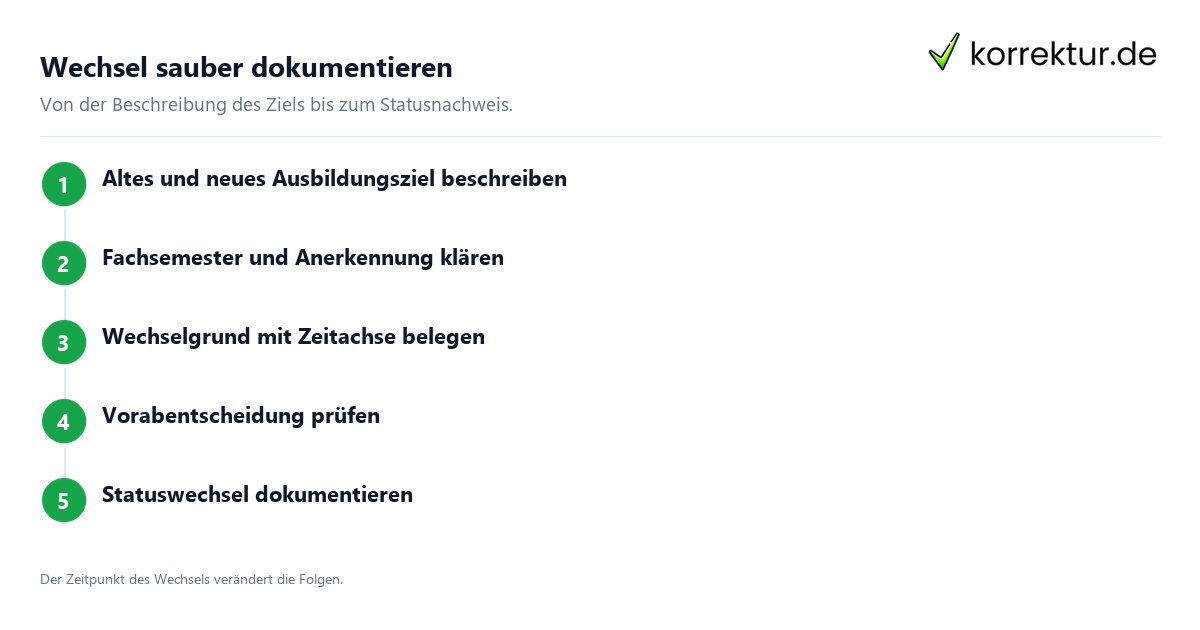 Wechsel sauber dokumentieren Fachrichtungswechsel Ablauf