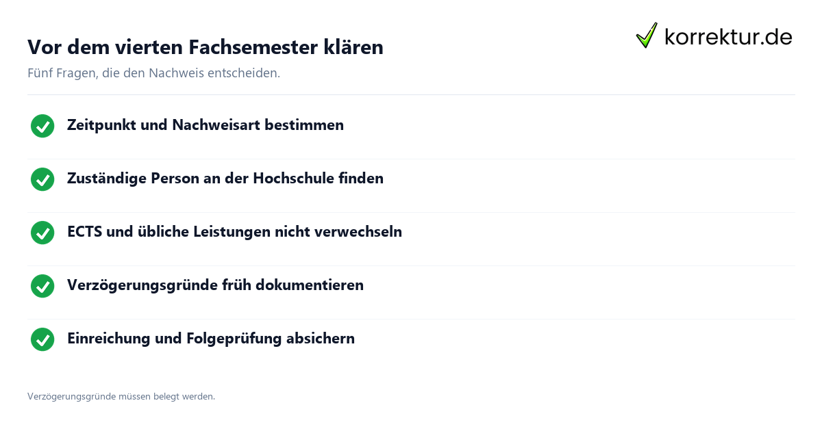 Vor dem vierten Fachsemester klären Formblatt 5 Checkliste