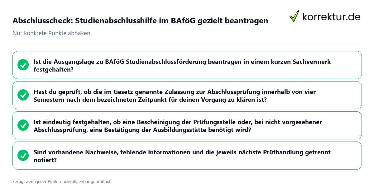 Konkreter Abschlusscheck zu Studienabschlusshilfe im BAföG gezielt beantragen