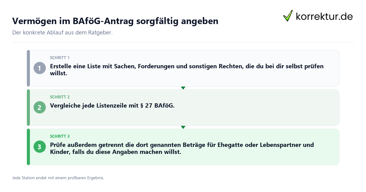Konkrete Schritte zu Vermögen im BAföG-Antrag sorgfältig angeben