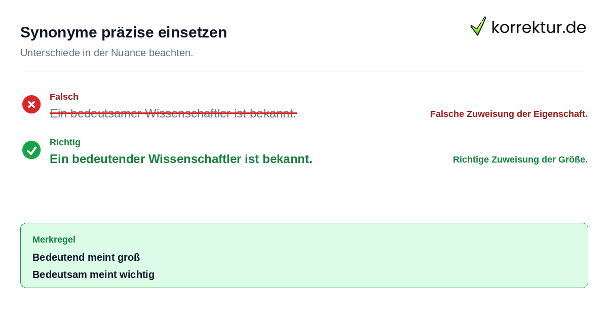 Rotstift-Korrektur: bedeutender Wissenschaftler statt bedeutsamer