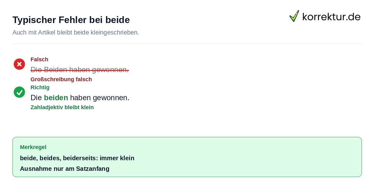 Typischer Fehler bei beide Beide klein schreiben: Beispiel korrigiert