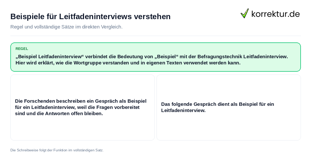 Beispiele für Leitfadeninterviews verstehen Konkrete Regel und vollständige Beispielsätze zu Beispiele für Leitfadeninterviews verstehen