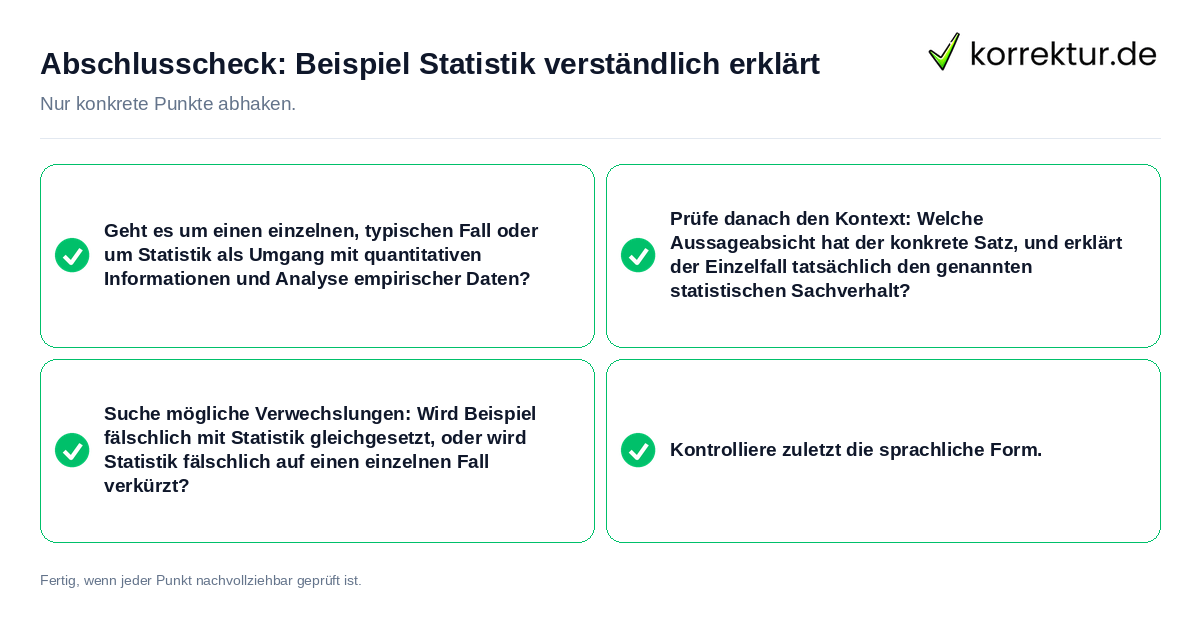 Konkreter Abschlusscheck zu Beispiel Statistik verständlich erklärt