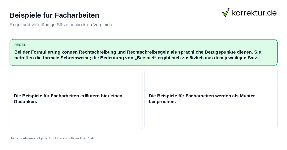 Beispiele für Facharbeiten Konkrete Regel und vollständige Beispielsätze zu Beispiele für Facharbeiten
