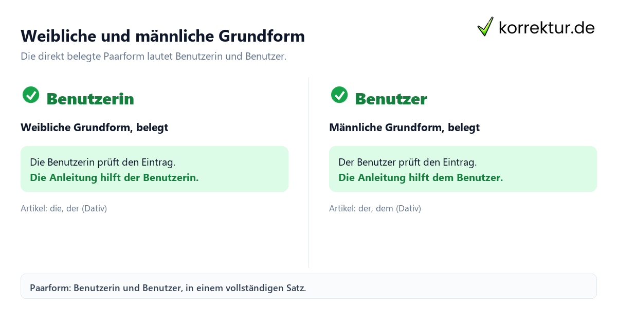 Benutzerin und Benutzer richtig verwenden: Paarform im Satz
