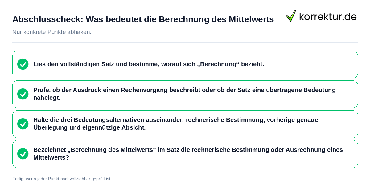 Konkreter Abschlusscheck zu Was bedeutet die Berechnung des Mittelwerts