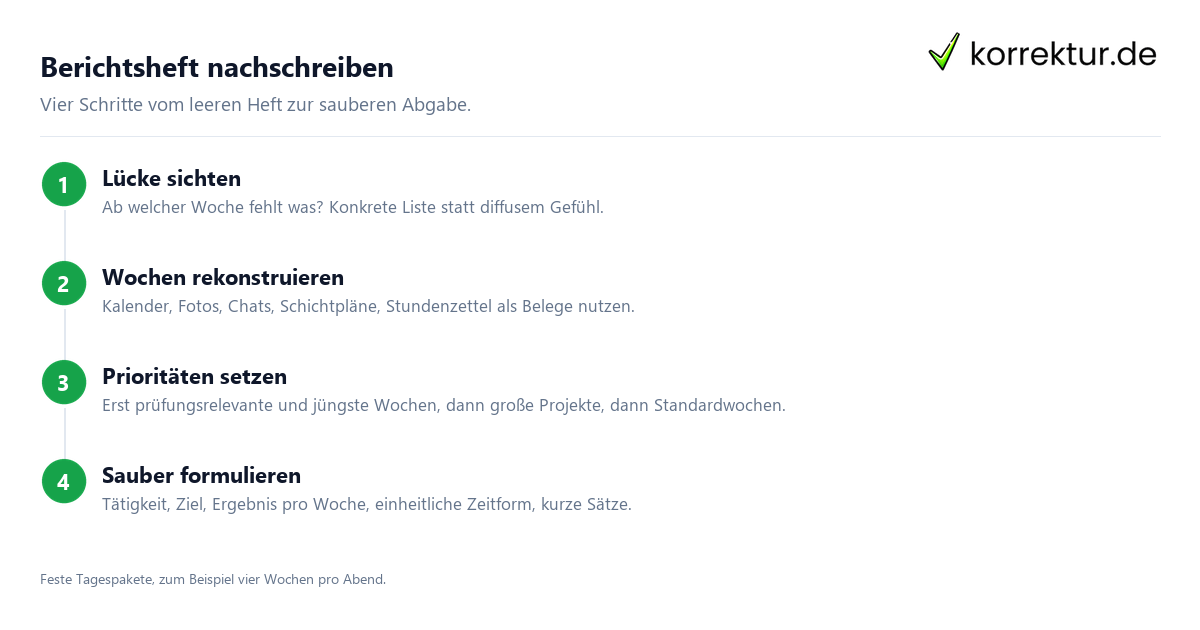 Berichtsheft nachschreiben in 4 Schritten: Plan für Ausbildungsnachweis