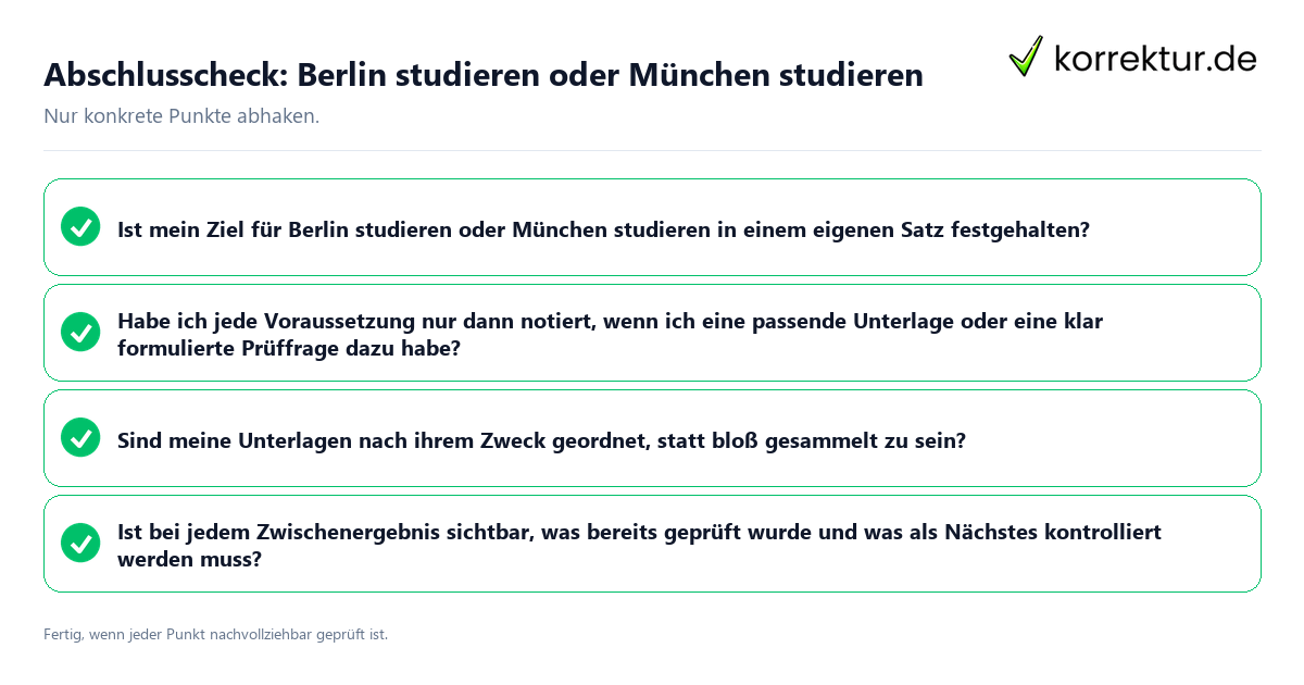 Abschlusscheck: Berlin studieren oder München studieren Konkreter Abschlusscheck zu Berlin studieren oder München studieren